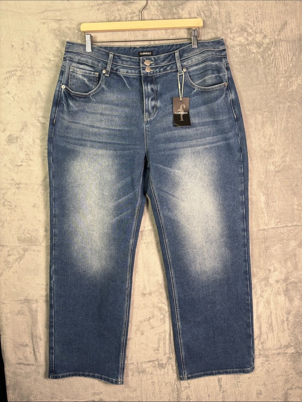 NWT New Flamingals Medium Wash Wide Leg Stretch Jeans Size 3XL
